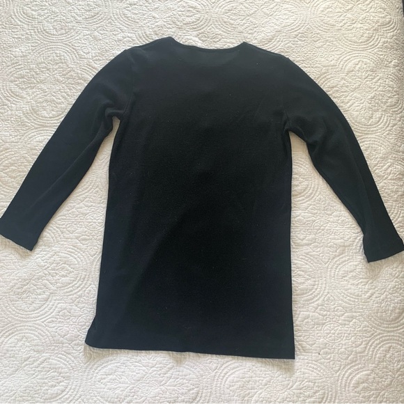 Karin Stevens Sz S Black Wool Blend Tunic Sweater Floral Embroidery Long Sleeve - Picture 5 of 7